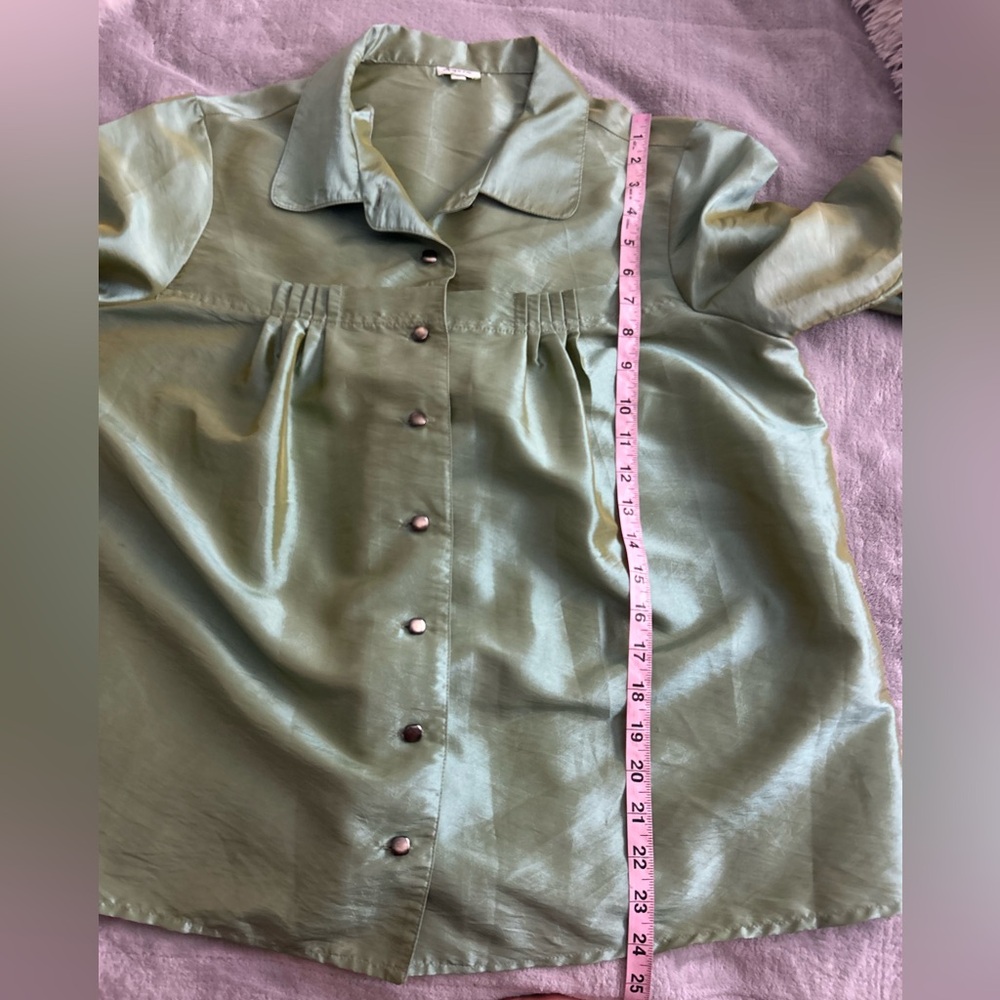Agora Shimmering Olive Blouse - Picture 7 of 10